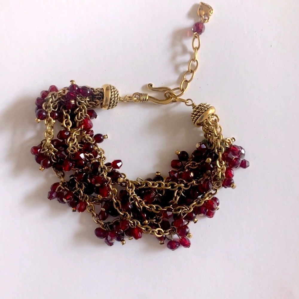 Carolee Vintage Multi-Strand Red Glass Bracelet